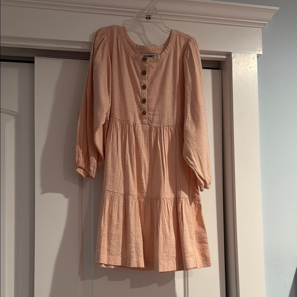 Peach Button-Front Dress